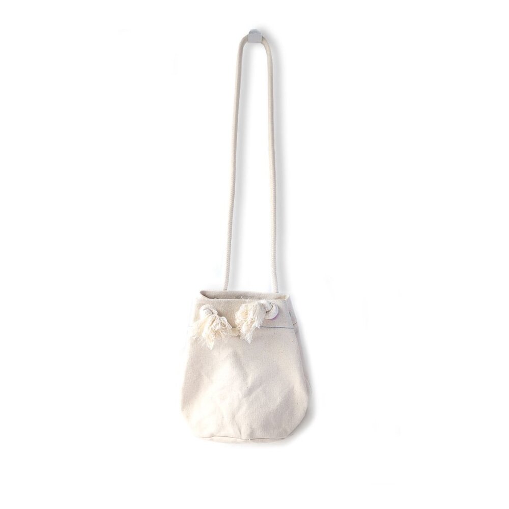 NEW MADEWELL Canvas Bag Small Natural w/ Multicolor Accent Bucket Pouch Bag